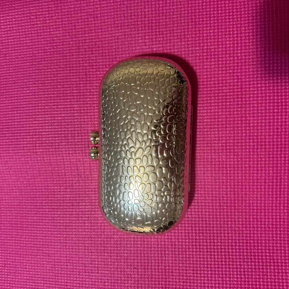 Nine West Gold Croc Patent Clutch - Picture 1 of 4